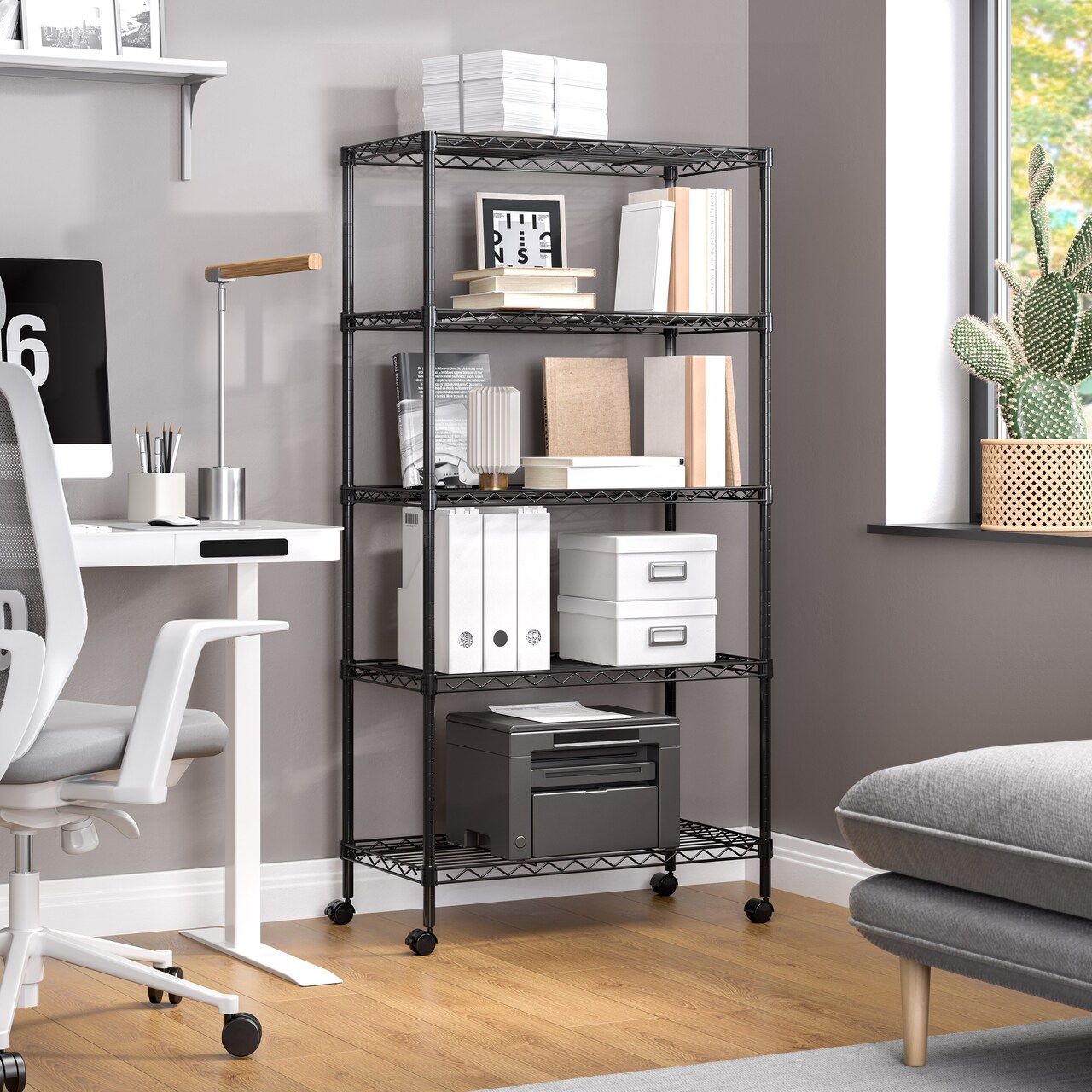 Seville Classics 5-Tier Steel Wire Shelving System, 30" W x 14" D x 61.5" H